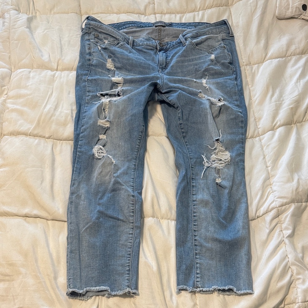 Torrid Light Blue Distressed Cropped Jeans